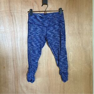 Blue/White Striped Capri Ruched Leggings Cotton/Spandex XS